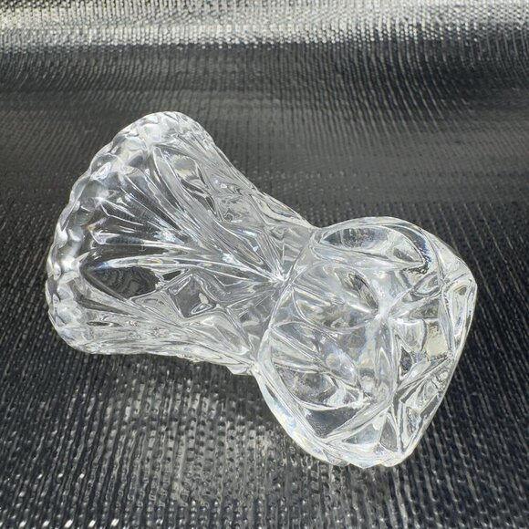 Vintage Clear Sawtooth Edge Small Toothpick Holder Small Bud Vase Crystal Glass - Picture 10 of 11